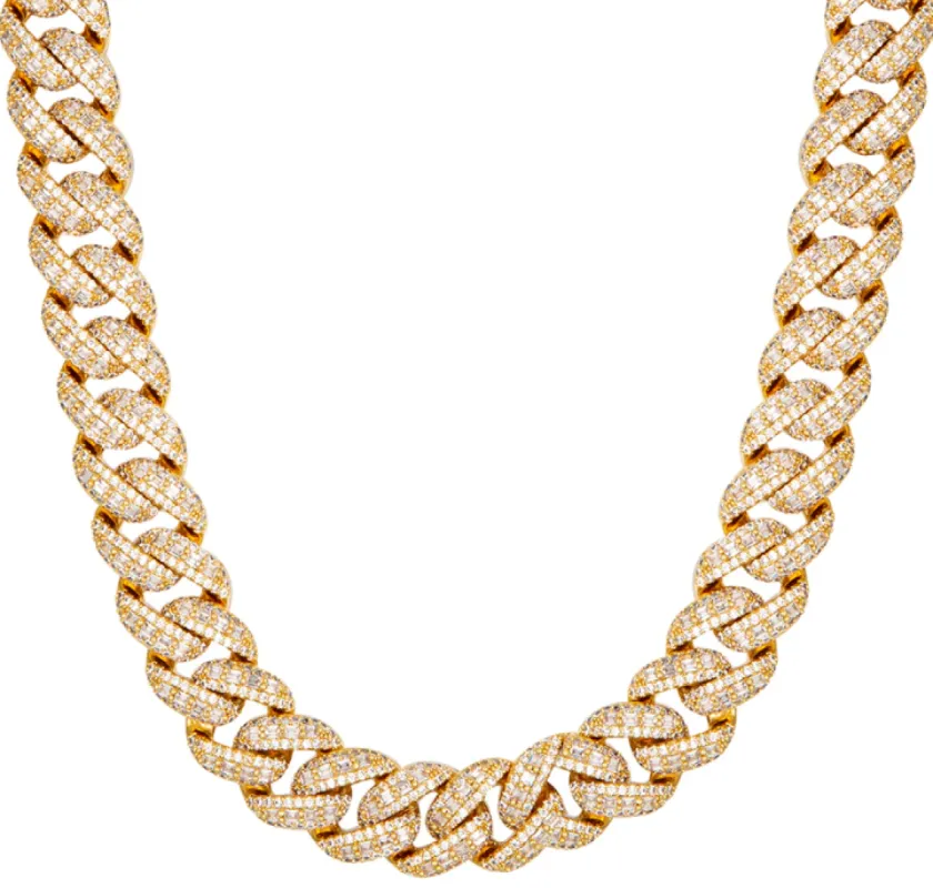 18MM .925 Silver Emerald Cut Moissanite Diamond Cuban 27.5Ct Chain sold by Master Of Bling