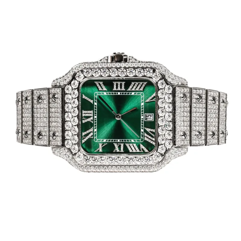 Moissanite Watch Mens Emerald Green Dial Automatic (PRE-ORDER) sold by Master Of Bling