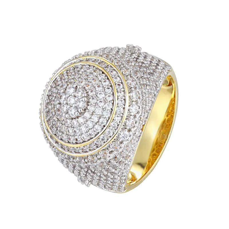 Men's 3D Solitaire Cluster Flower  Round Ring sold by Master Of Bling