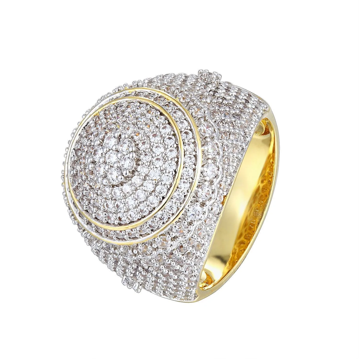 Men's 3D Solitaire Cluster Flower Round Ring sold by Master Of Bling