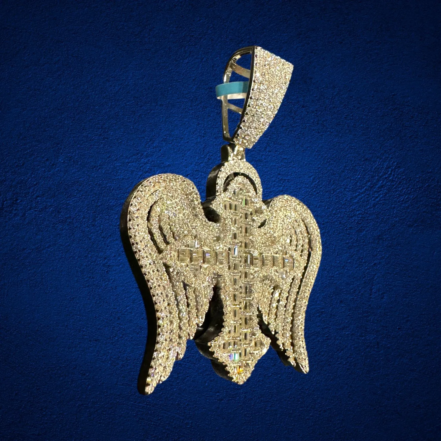 Moissanite Wing Cross Pendant Baguette 925 Silver Custom sold by Master Of Bling product image thumbnail 4