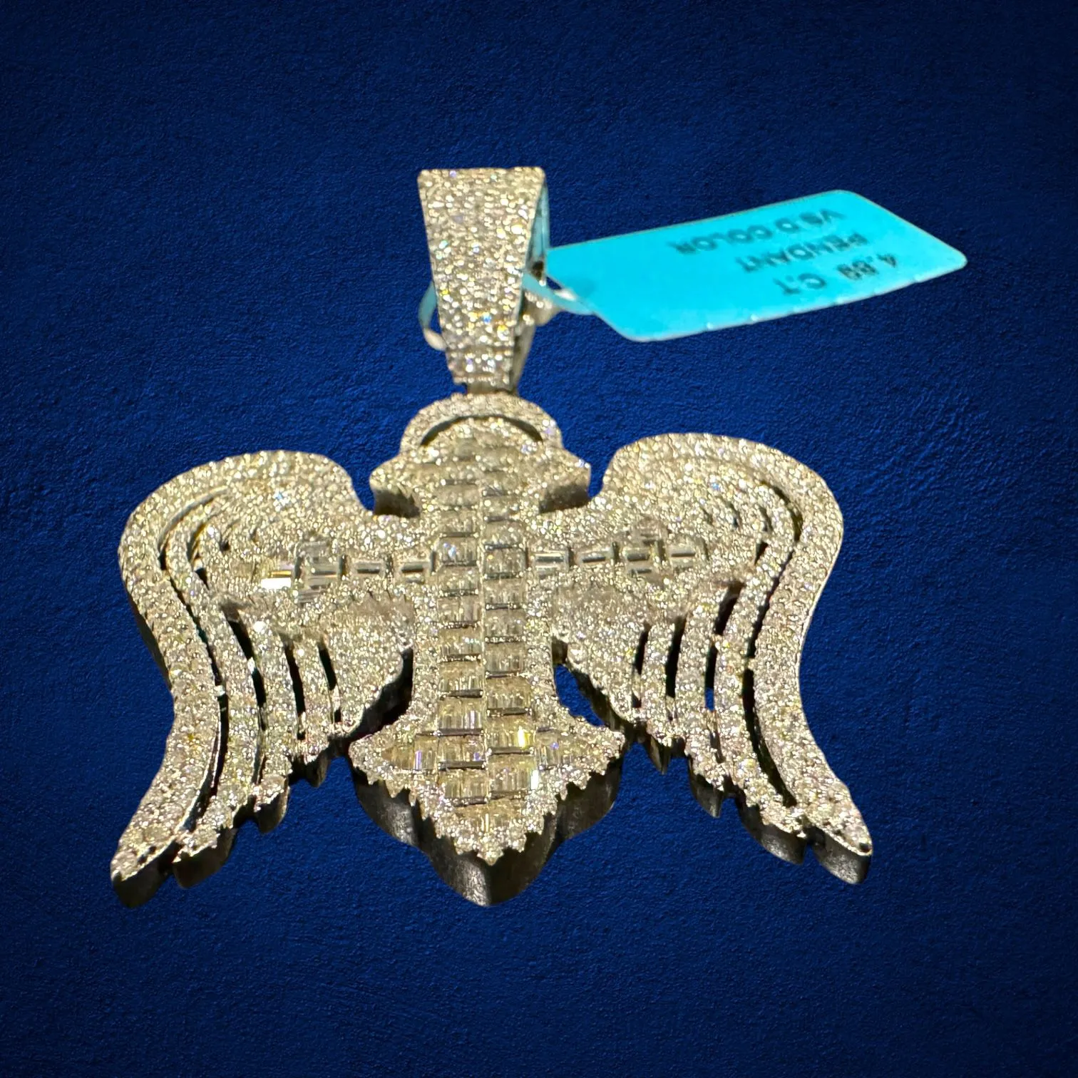 Moissanite Wing Cross Pendant Baguette 925 Silver Custom sold by Master Of Bling product image thumbnail 5