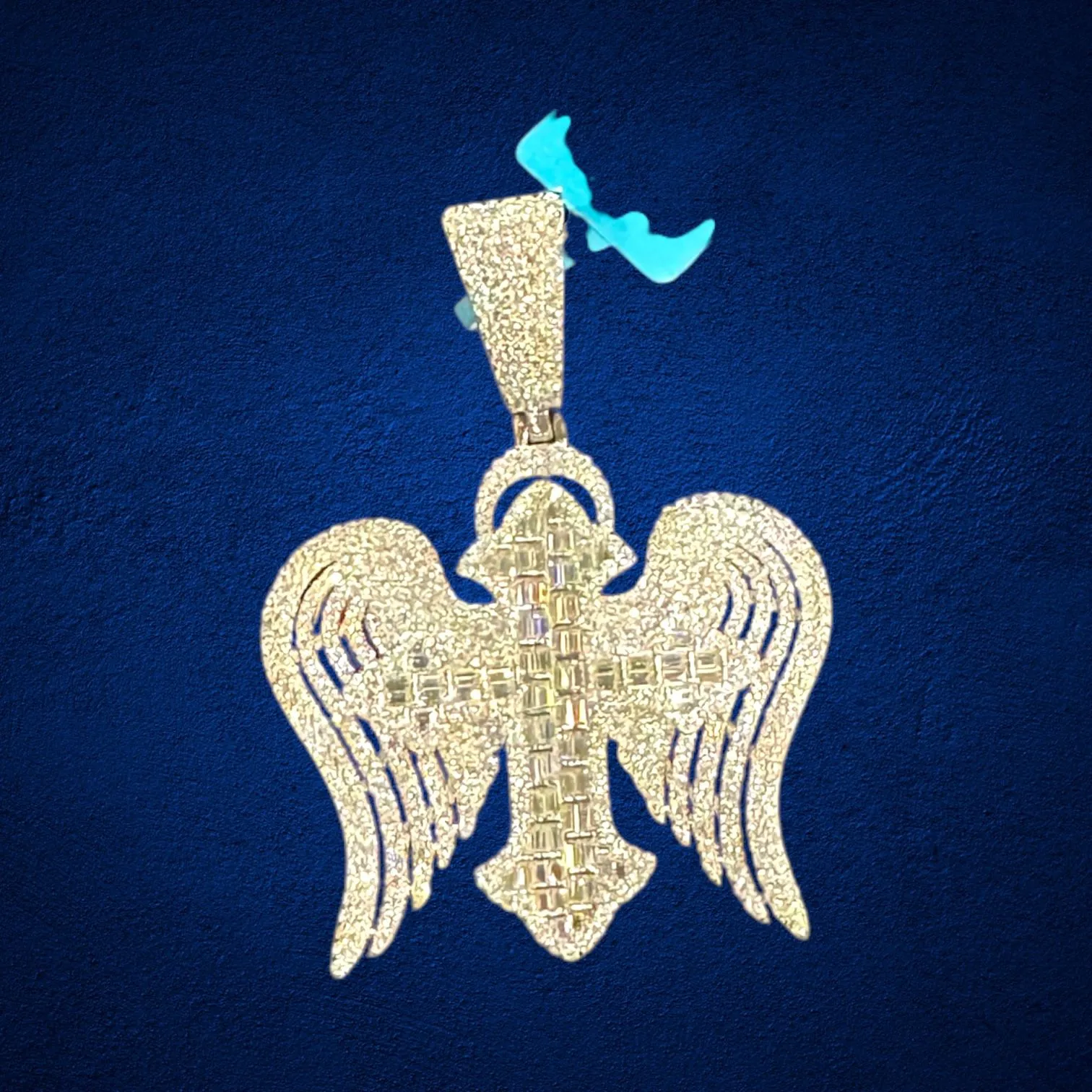 Moissanite Wing Cross Pendant Baguette 925 Silver Custom sold by Master Of Bling product image thumbnail 3