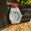 Moissanite Camouflage Red Watch Designer Automatic Men sold by Master Of Bling