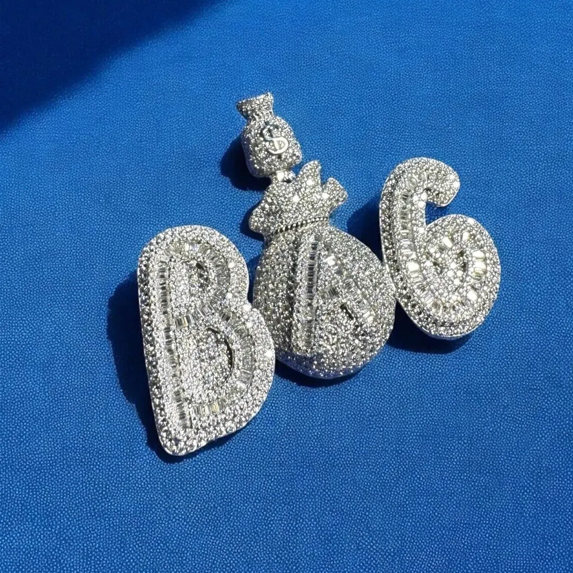 Moissanite Bag Money Pendant 925 Silver Mens sold by Master Of Bling