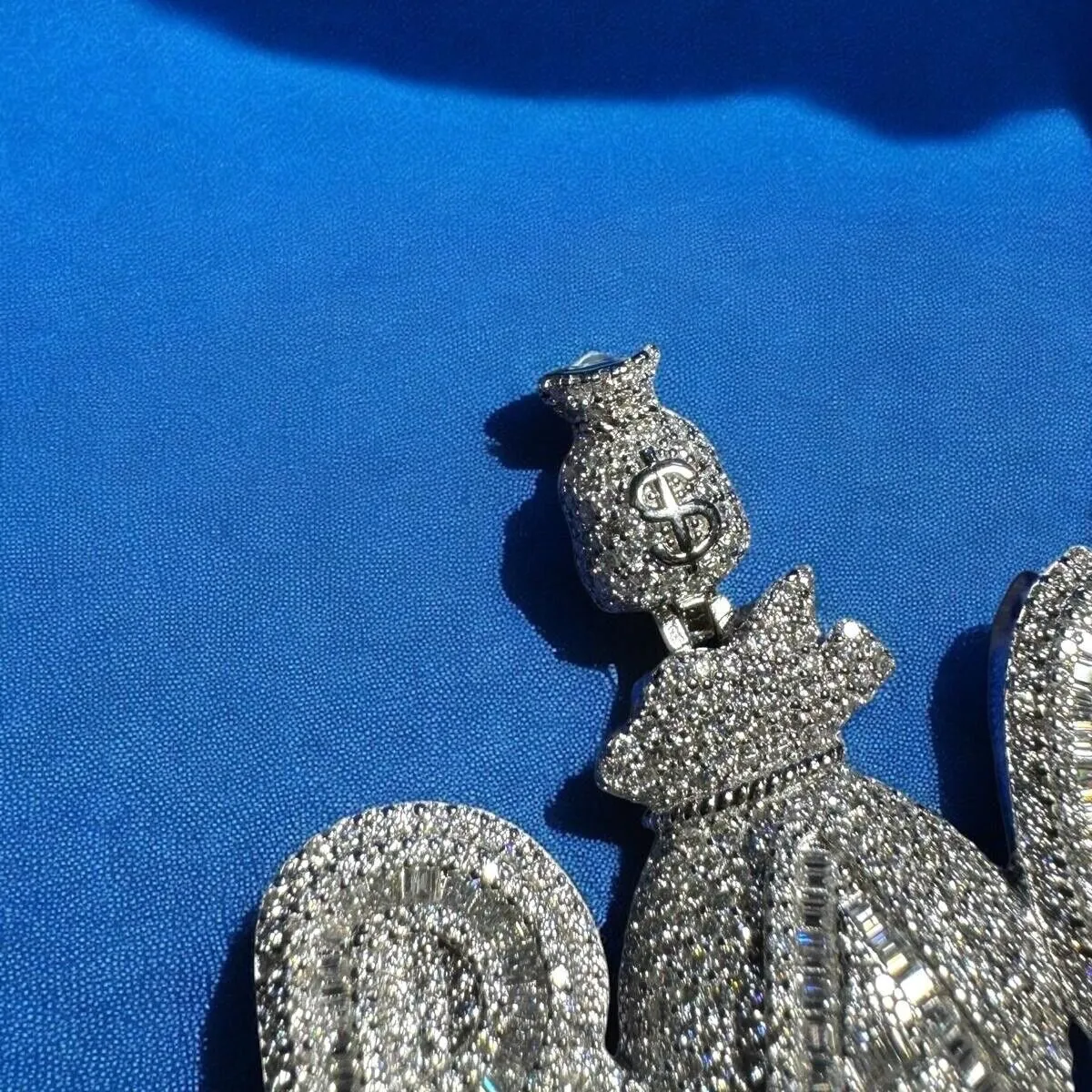 Moissanite Bag Money Pendant 925 Silver Mens sold by Master Of Bling product image thumbnail 4