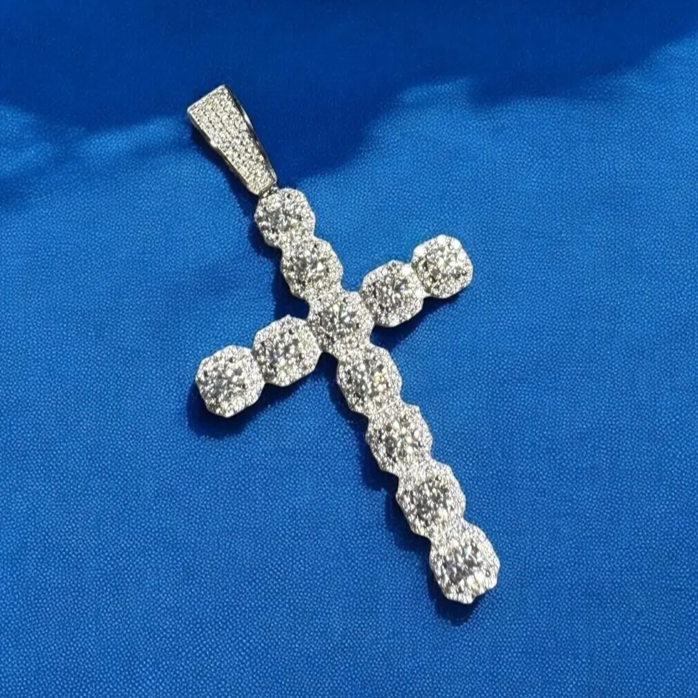 Solitaire Cross Pendant Moissanite 925 Silver sold by Master Of Bling