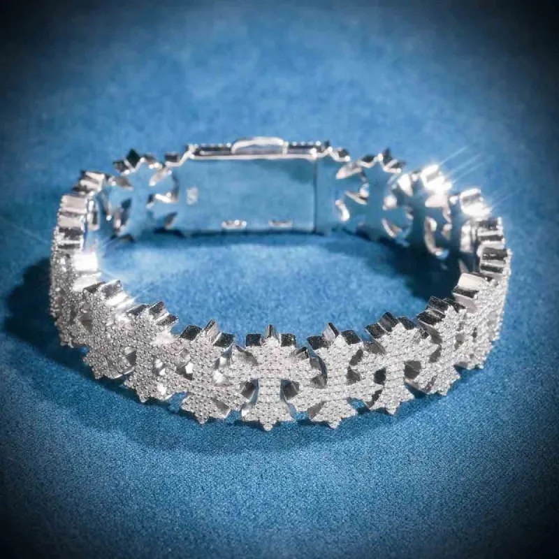 Moissanite Cross Link Bracelet 14 Gold 925 Gift sold by Master Of Bling