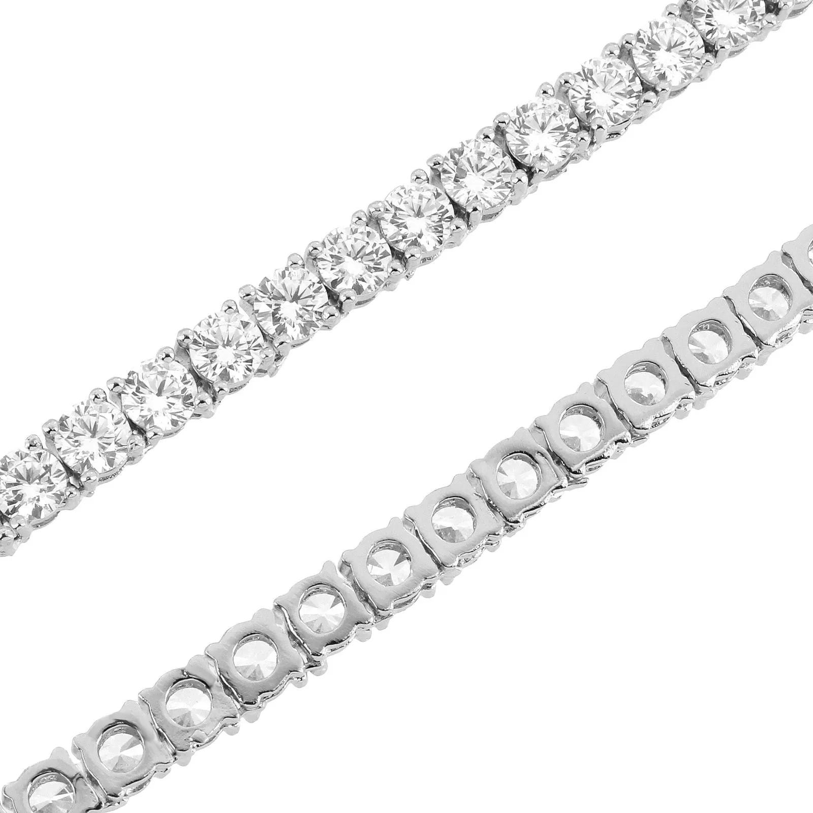 One Row 4mm Fashion Tennis Chain 14K White Gold Tone Choker Necklace sold by Master Of Bling product image thumbnail 3
