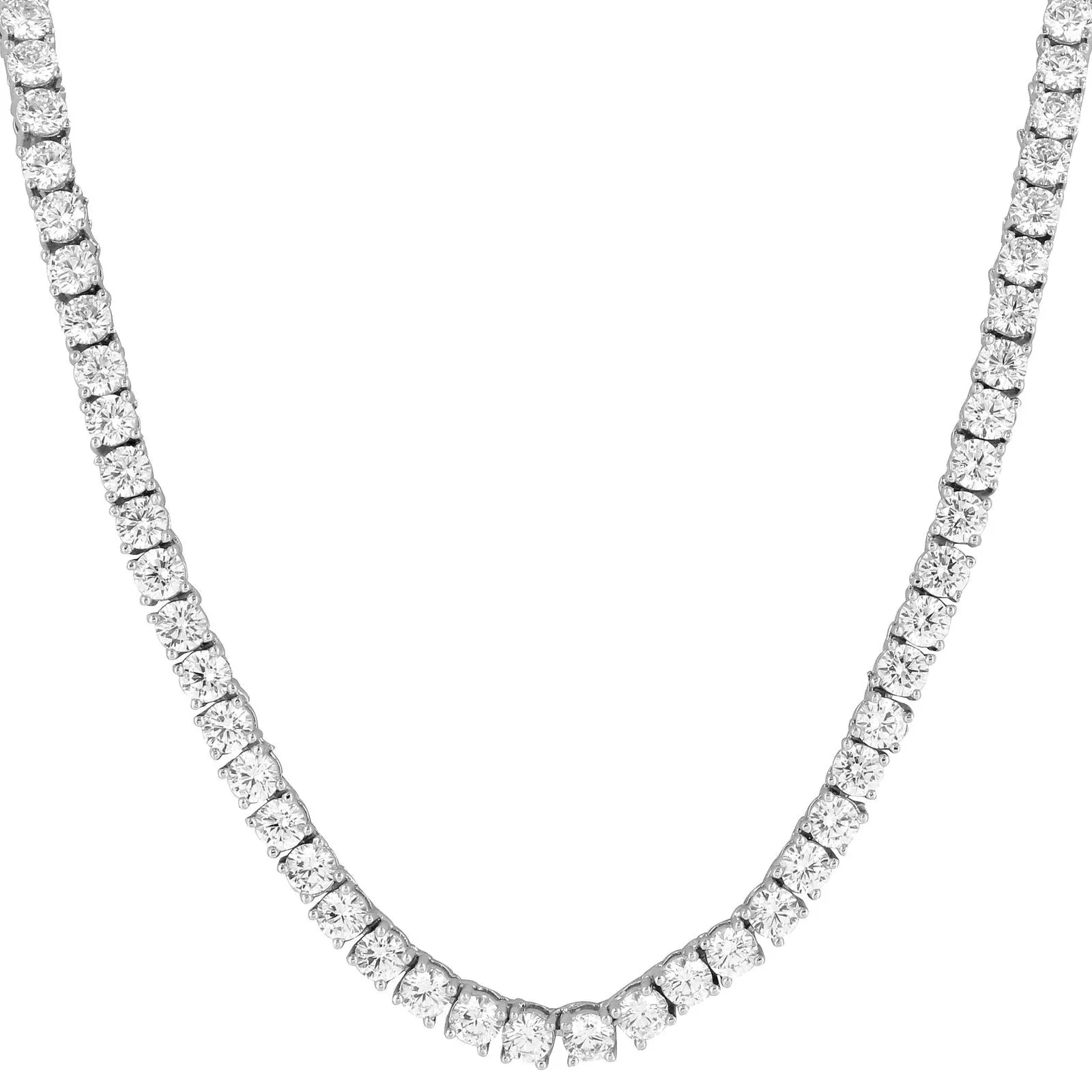 One Row 4mm Fashion Tennis Chain 14K White Gold Tone Choker Necklace sold by Master Of Bling