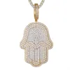 Sterling Silver Double Layer Hamsa Hand Icy Hip Hop Pendant sold by Master Of Bling