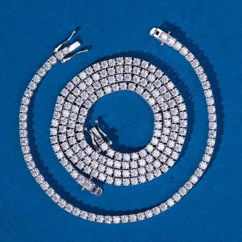 3mm Moissanite Tennis Necklace & Bracelet Bundle 925 sold by Master Of Bling