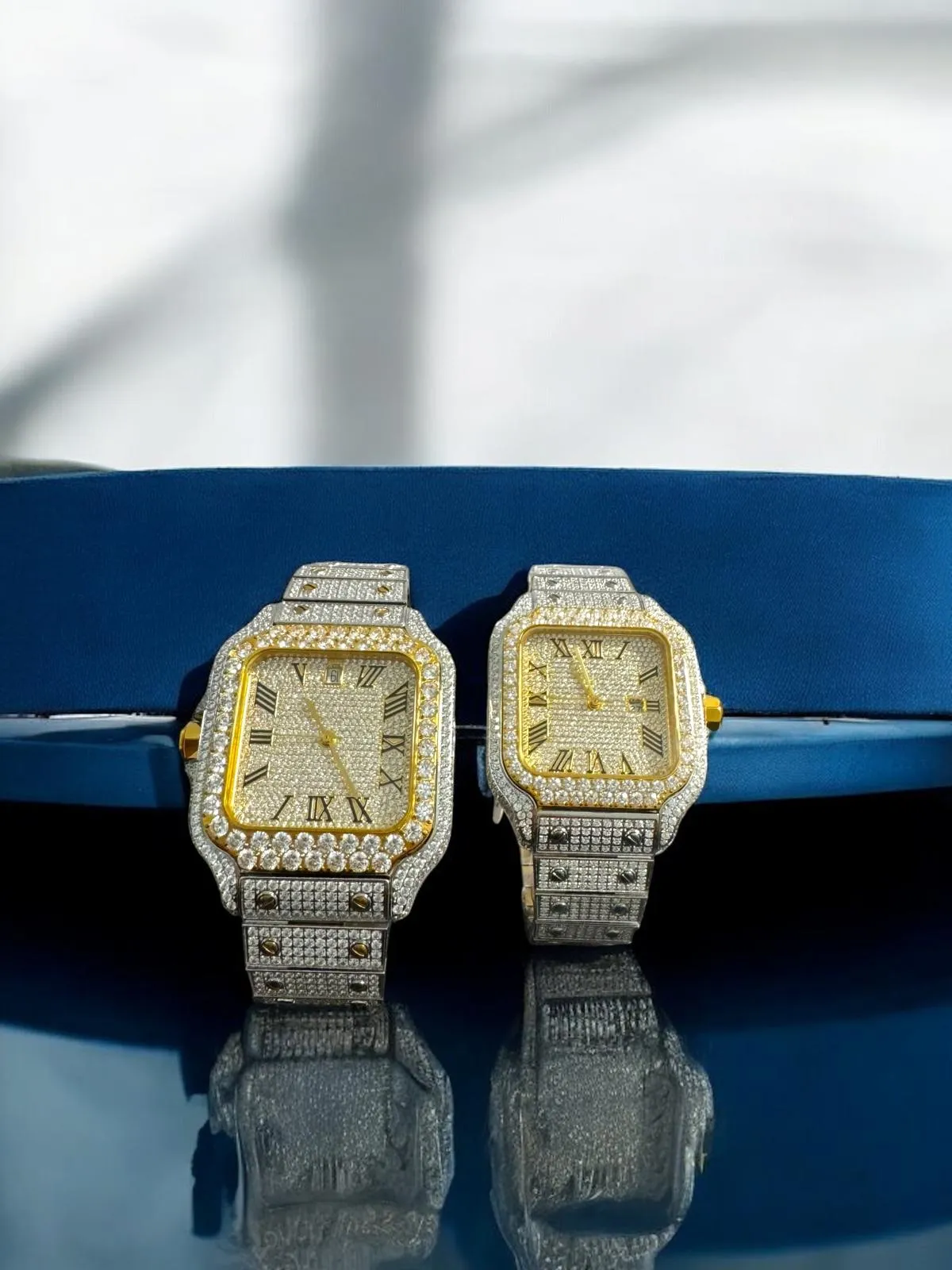 Moissanite His Her Watch Set 2 Tone Gold sold by Master Of Bling product image thumbnail 4