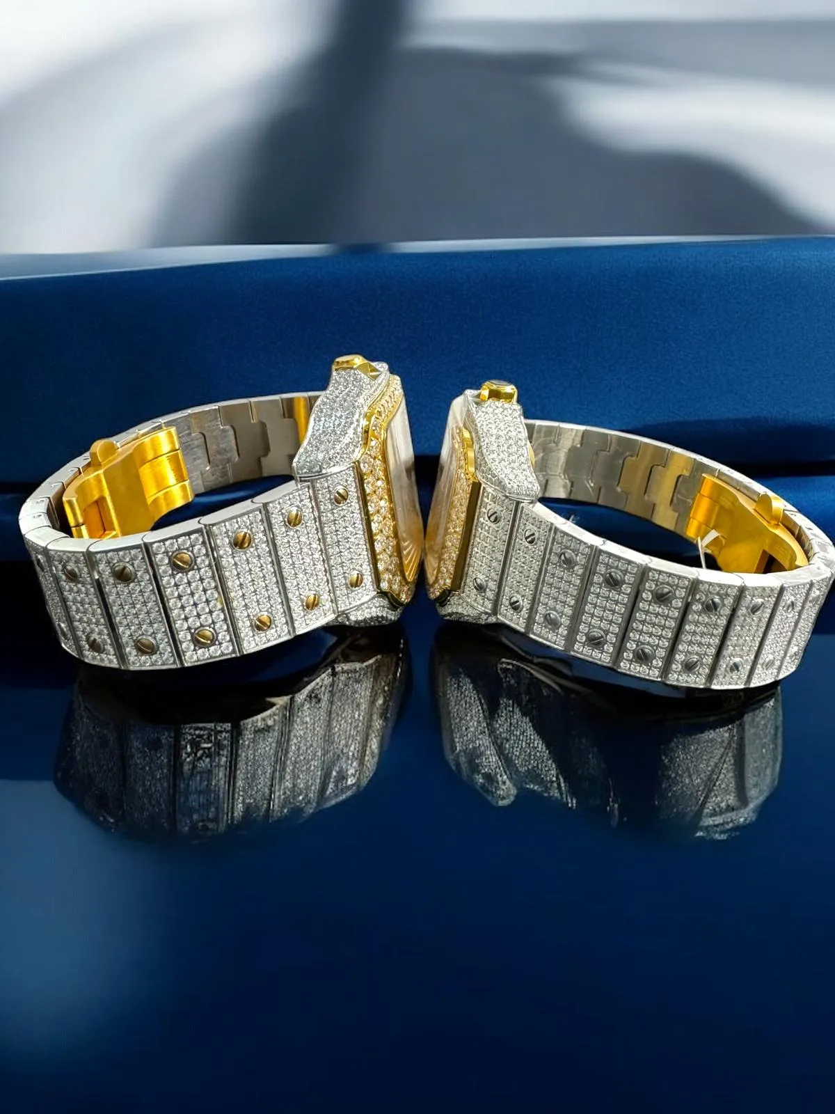 Moissanite His Her Watch Set 2 Tone Gold sold by Master Of Bling product image thumbnail 5