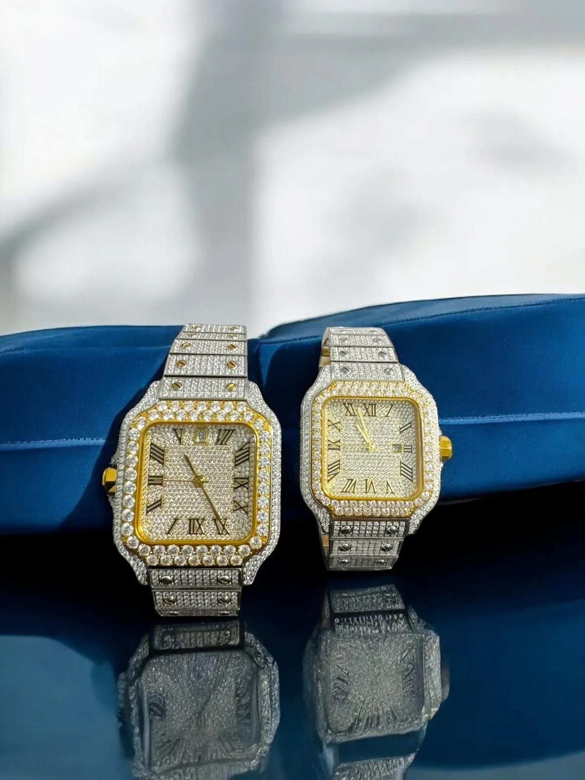 Moissanite His Her Watch Set 2 Tone Gold sold by Master Of Bling product image thumbnail 2