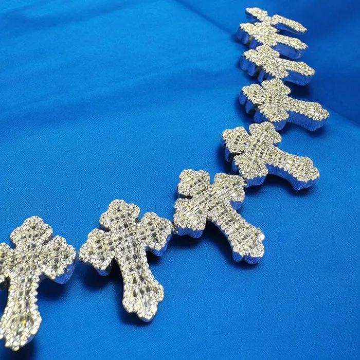 Moissanite Cross Link Bracelet Mens 925 Silver 14k sold by Master Of Bling product image thumbnail 4