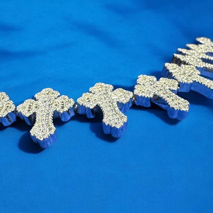 Moissanite Cross Link Bracelet Mens 925 Silver 14k sold by Master Of Bling product image thumbnail 5