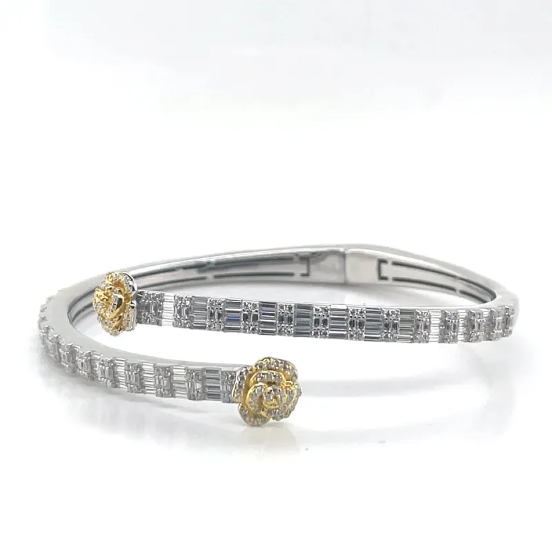 Womens Flower Bangle Moissanite Bracelet 925 sold by Master Of Bling