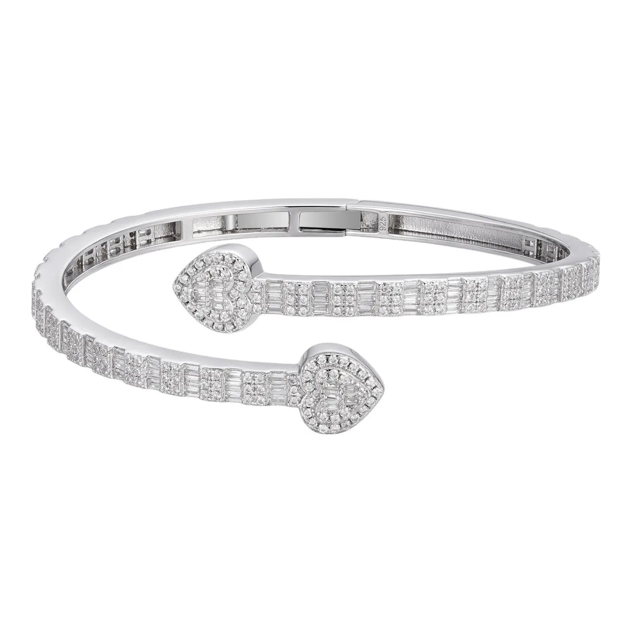 Moissanite Bangle Bracelet Heart Baguette 925 Silver sold by Master Of Bling