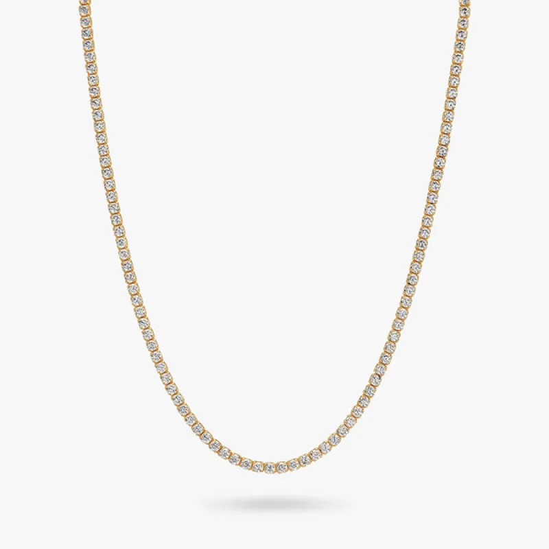 🎁 Custom 3mm VVS Moissanite Gold Tone One Row Silver Tennis Chain (100% off) sold by Master Of Bling