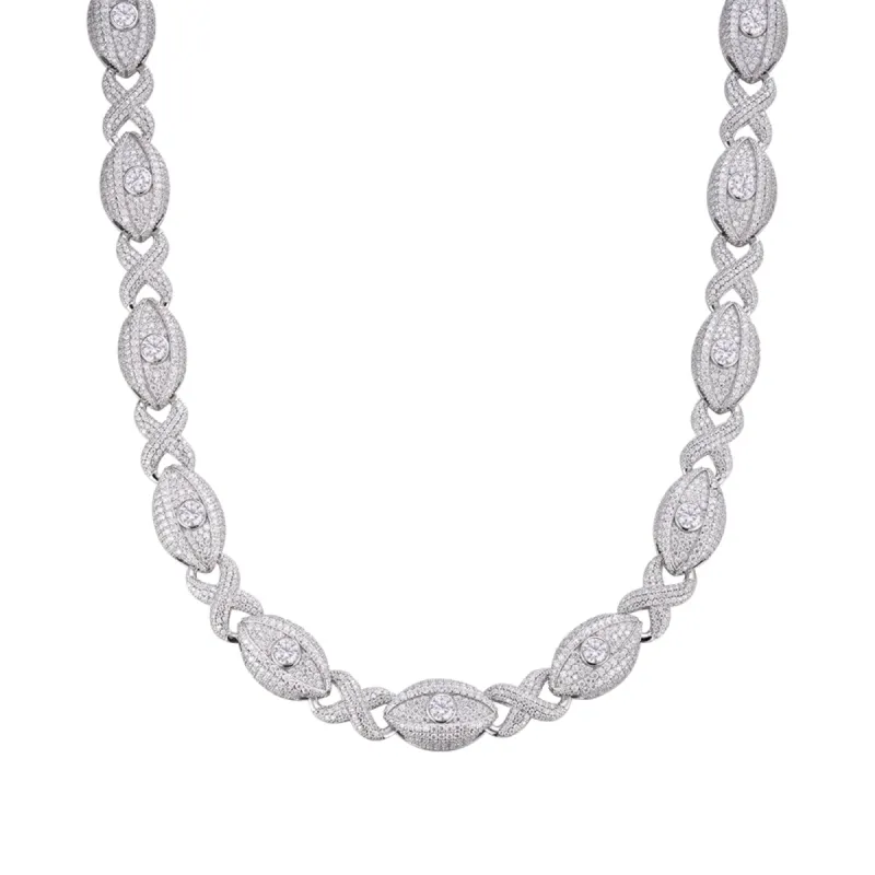 Evil Eye Necklace Moissanite Eternity Chain 925 14k sold by Master Of Bling