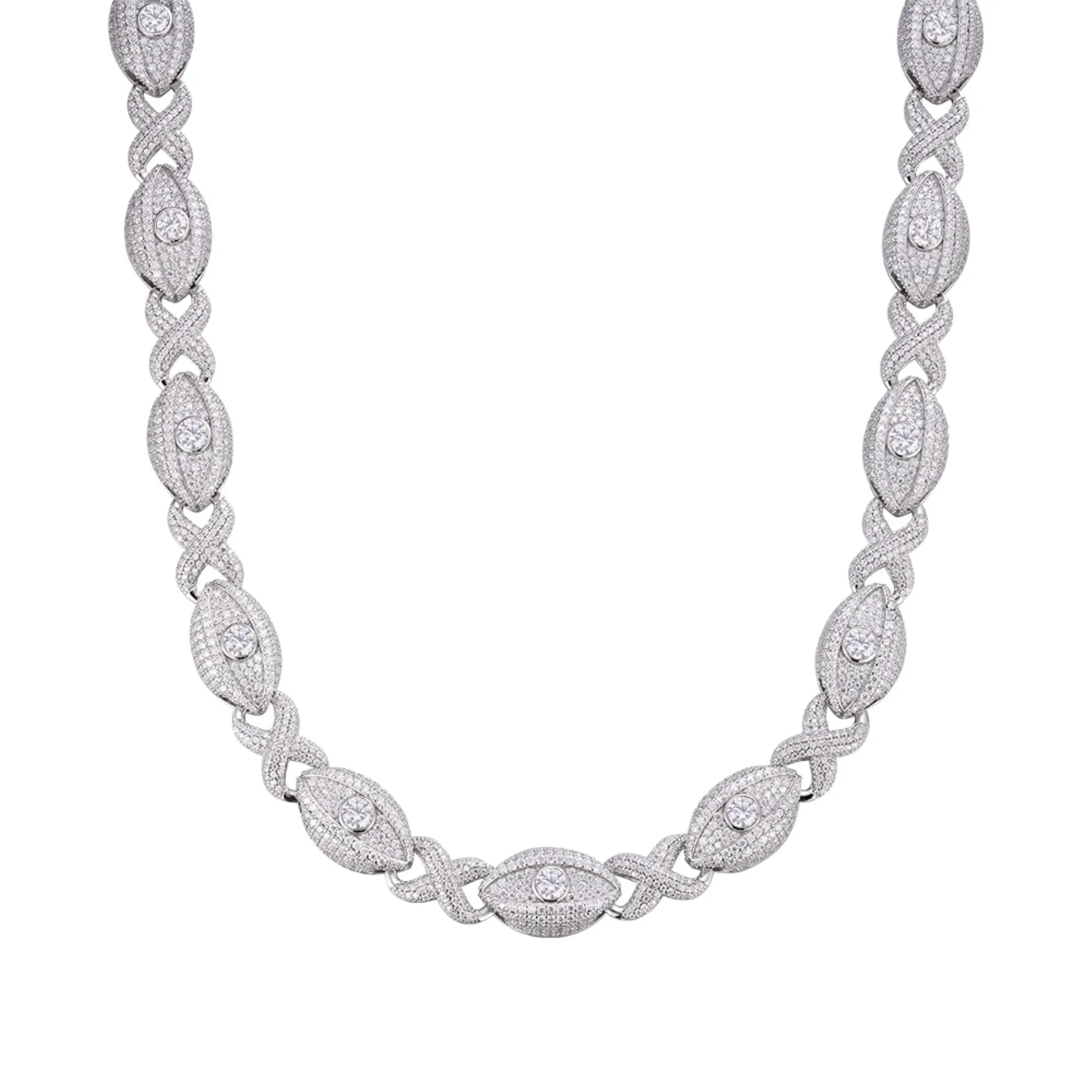 Evil Eye Necklace Moissanite Eternity Chain 925 14k sold by Master Of Bling