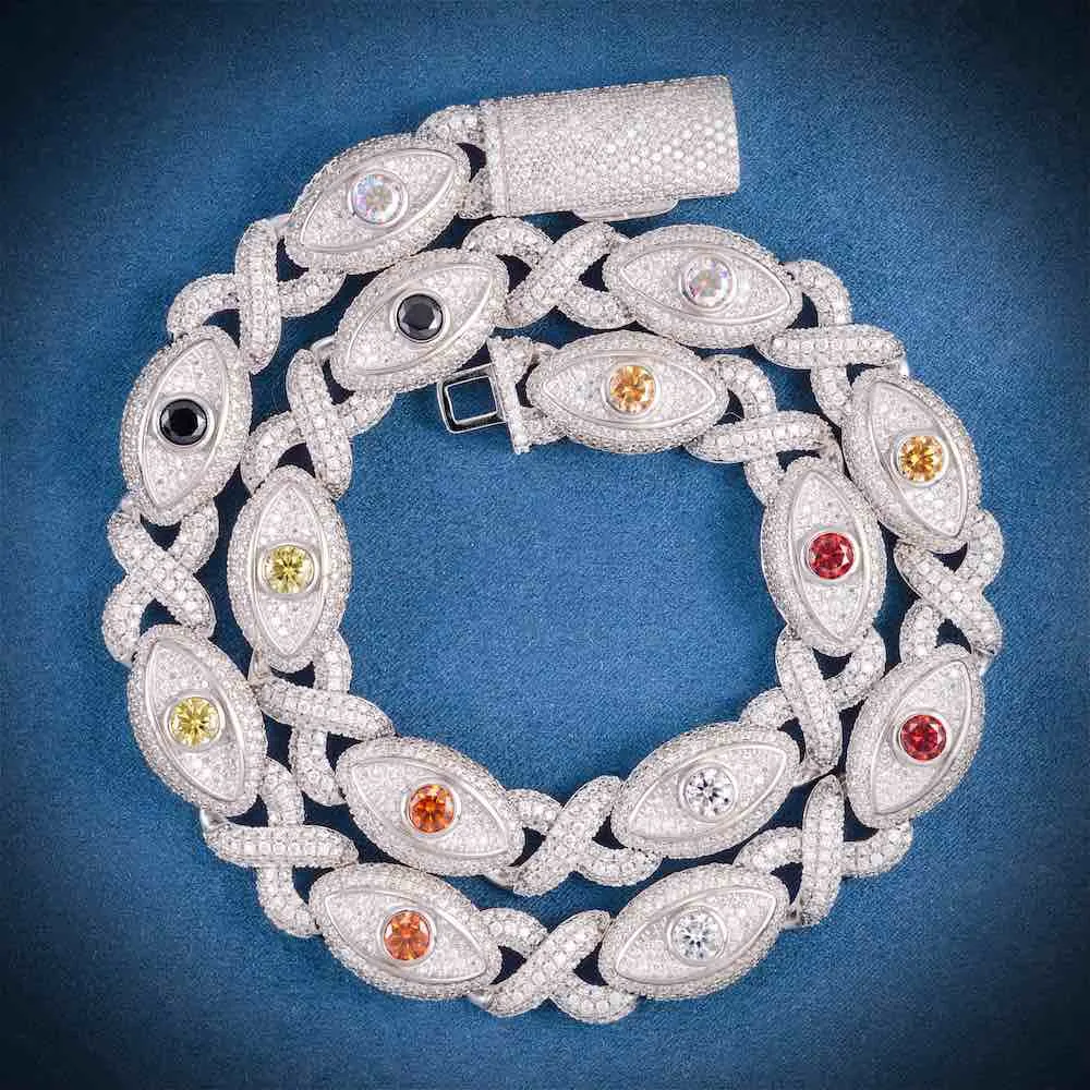 Infinity Evil Eye Gemstone Necklace 925 Silver 15mm sold by Master Of Bling product image thumbnail 2