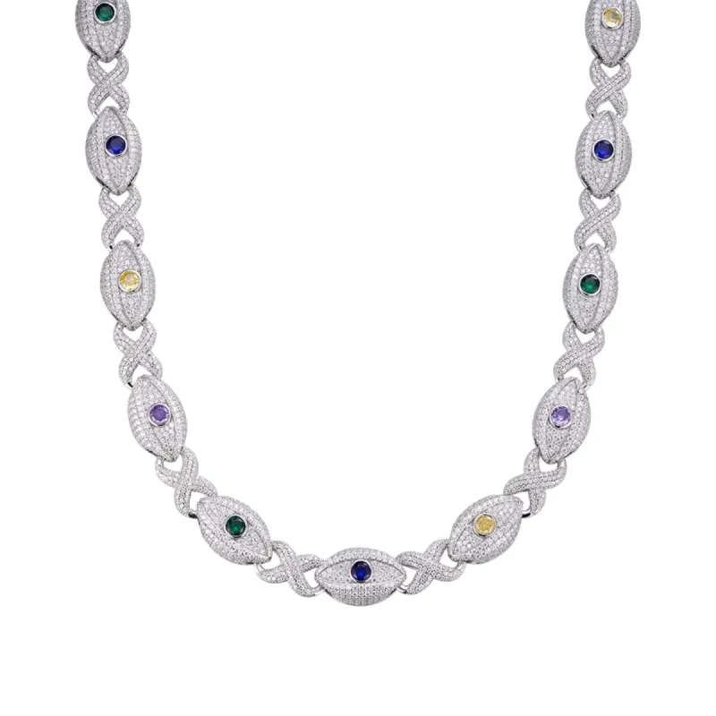 Infinity Evil Eye Gemstone Necklace 925 Silver 15mm sold by Master Of Bling