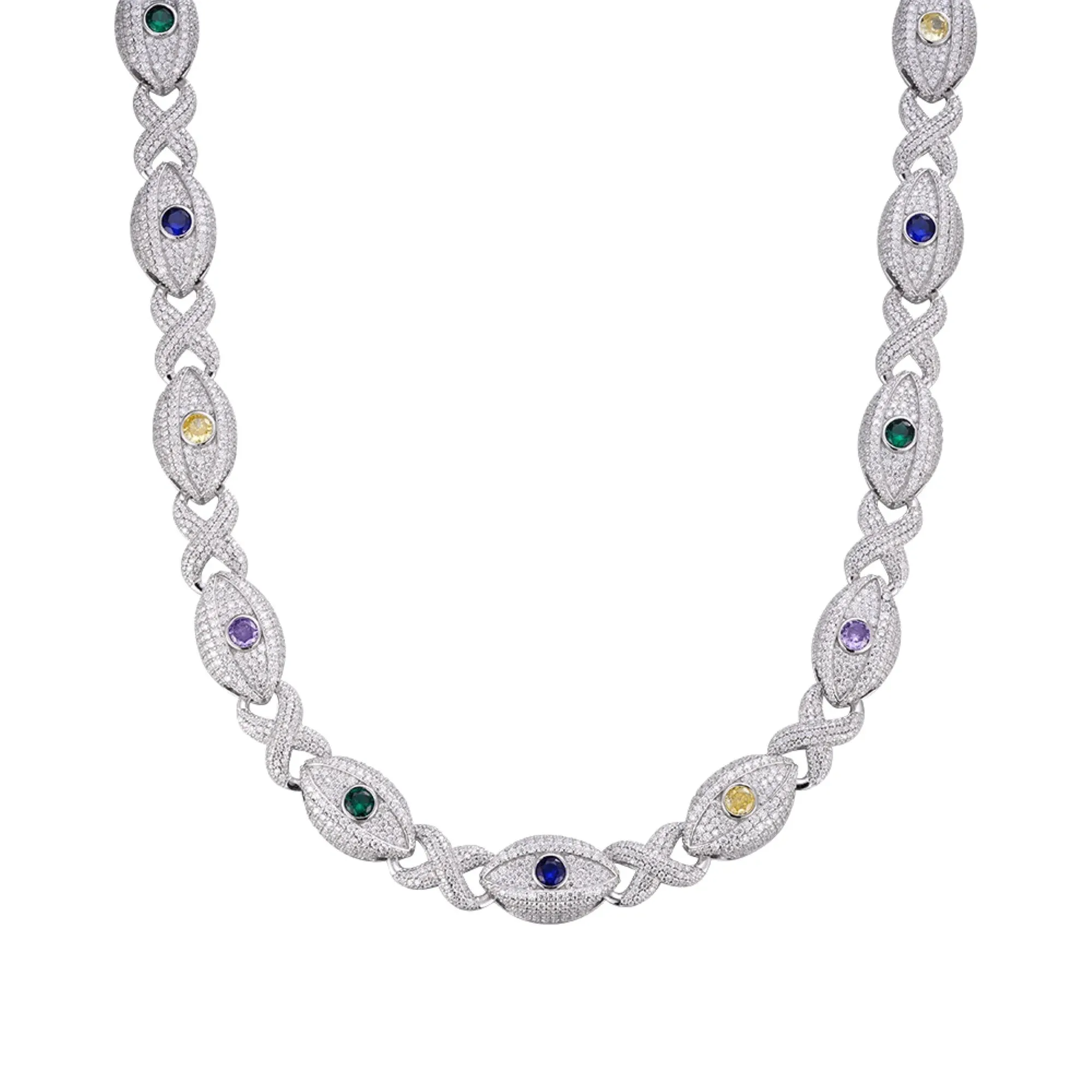 Infinity Evil Eye Gemstone Necklace 925 Silver 15mm sold by Master Of Bling