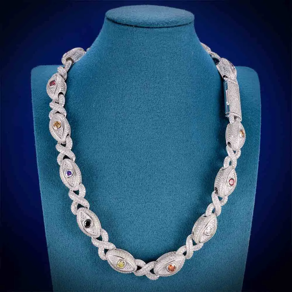 Infinity Evil Eye Gemstone Necklace 925 Silver 15mm sold by Master Of Bling product image thumbnail 3