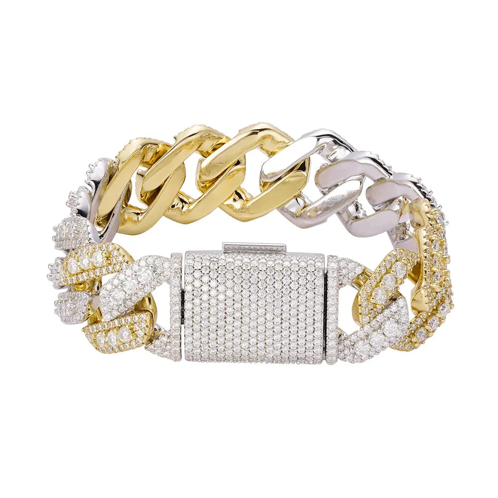 20mm Moissanite Miami Cuban Bracelet Prong 2 Tone sold by Master Of Bling product image thumbnail 2