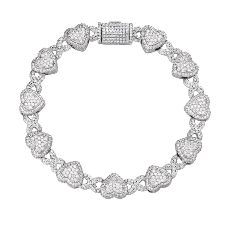 Heart Link Moissanite Infinity Bracelet Women 925 Silver sold by Master Of Bling