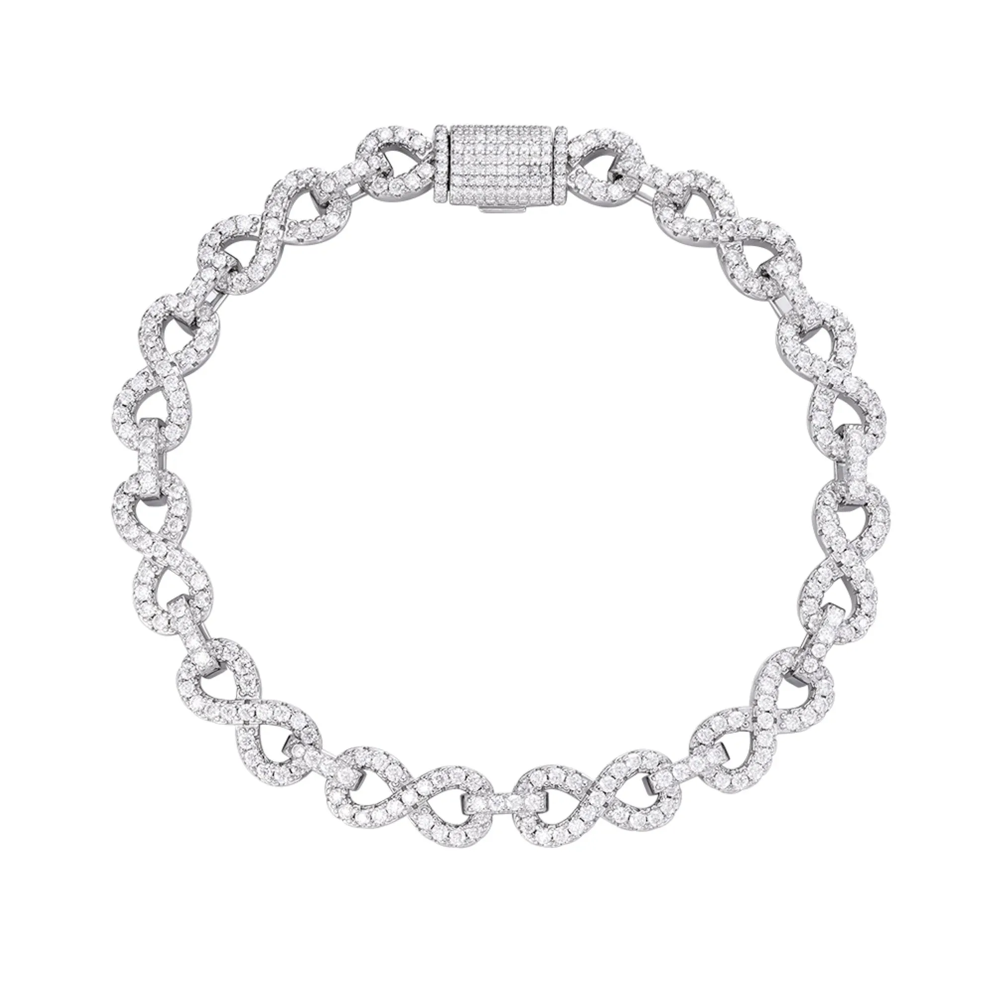 Moissanite Infinity Bracelet 6-8mm Designer 925 14k sold by Master Of Bling