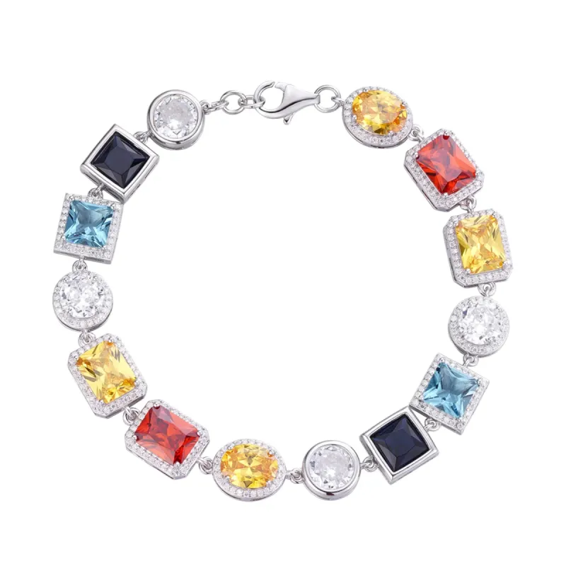 Moissanite Color Stone Bracelet 925 Silver 8 Inch sold by Master Of Bling