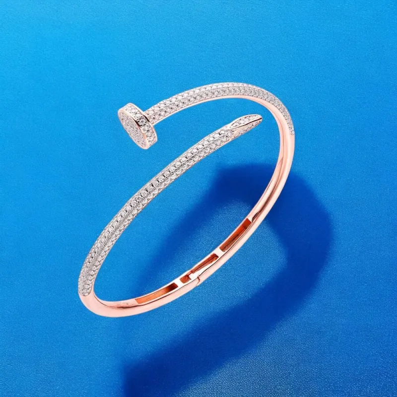 🎁 Silver Moissanite 2.74 Ctw Cluster Rose Gold Tone Bangle Bracelet (100% off) sold by Master Of Bling