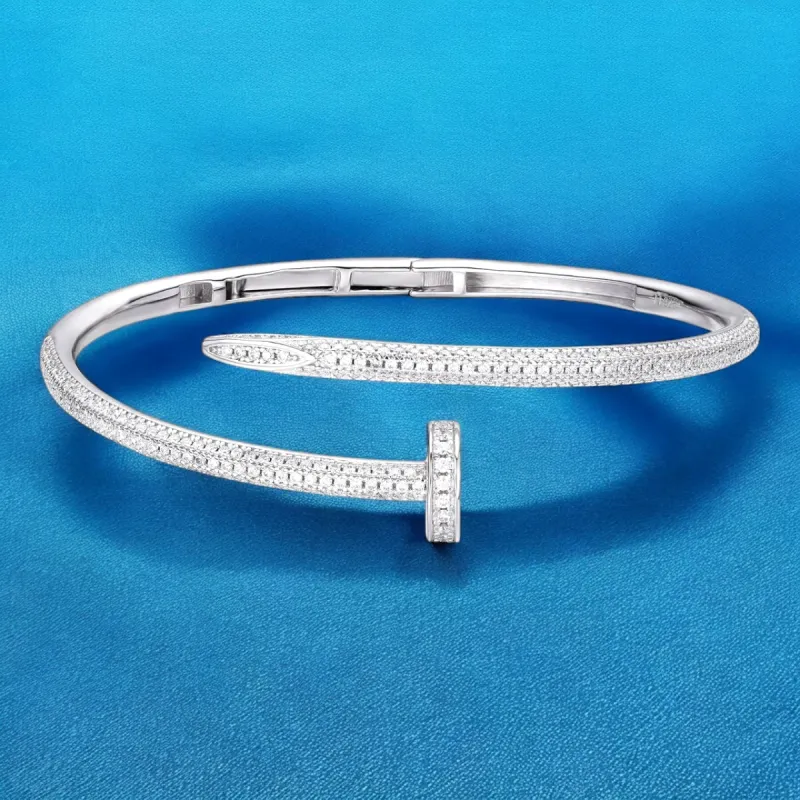 🎁 Womens Moissanite Bangle Nail Bracelet 925 Sterling Silver Gift New (100% off) sold by Master Of Bling