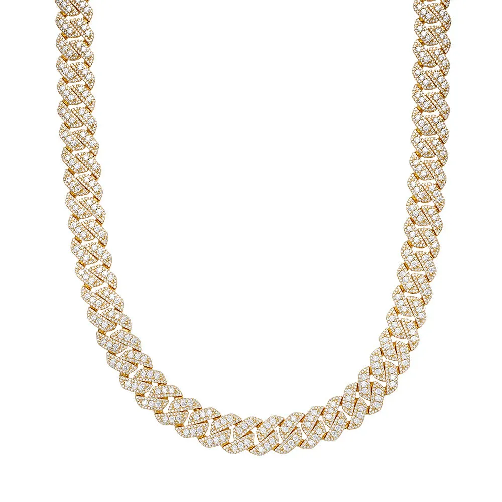 🎁 Real Miami Cuban Link Chain 14mm MOISSANITE 925 Silver Gold Tone Necklace (100% off) sold by Master Of Bling