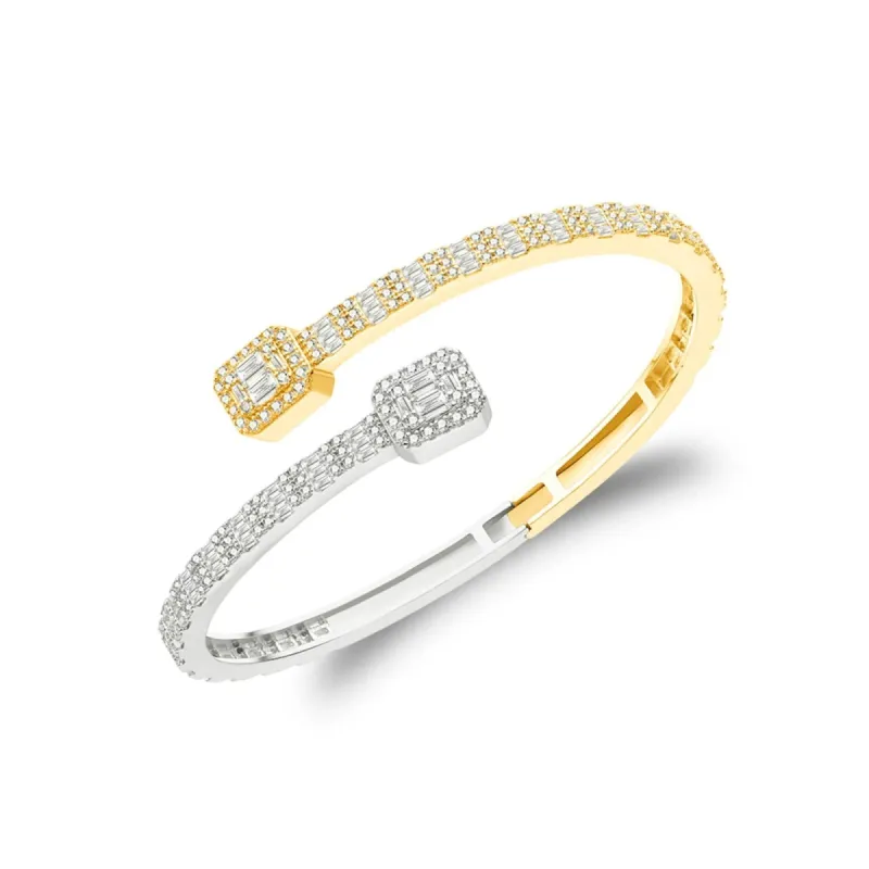 🎁 Moissanite Bangle Bracelet Women Gift 925 Silver 2 Tone Baguette (100% off) sold by Master Of Bling