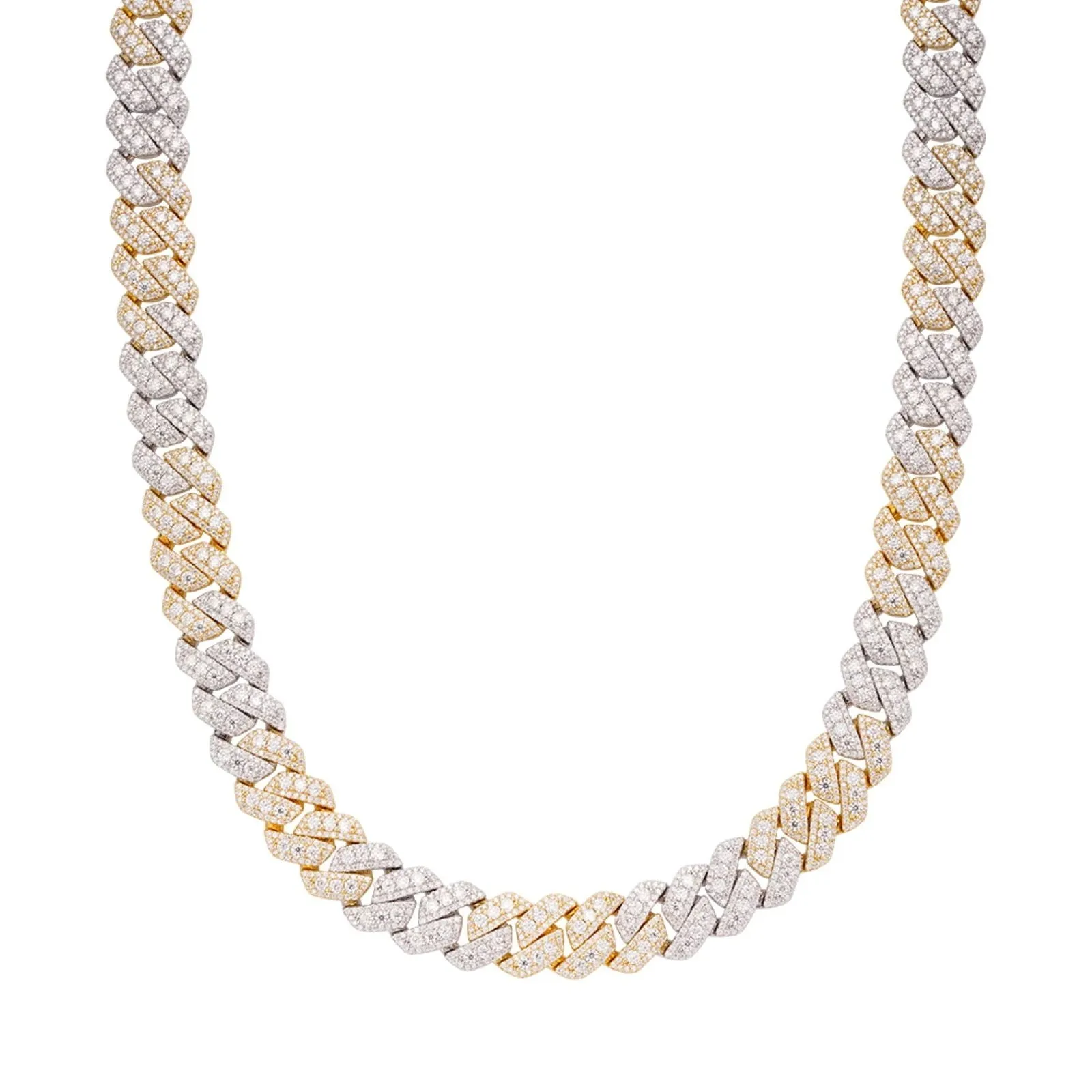 🎁 MOISSANITE Cuban Link Necklace 12mm 2 Tone Gold 925 Sterling Silver Chain 22" (100% off) sold by Master Of Bling