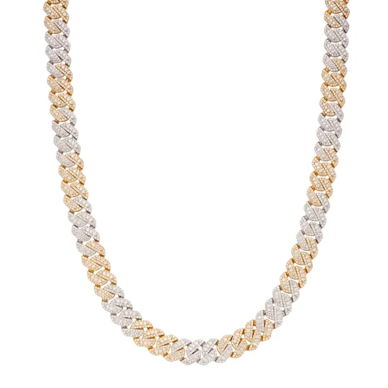 🎁 MOISSANITE Cuban Link Necklace 10mm 2 Tone Gold 925 Sterling Silver 22" Chain (100% off) sold by Master Of Bling