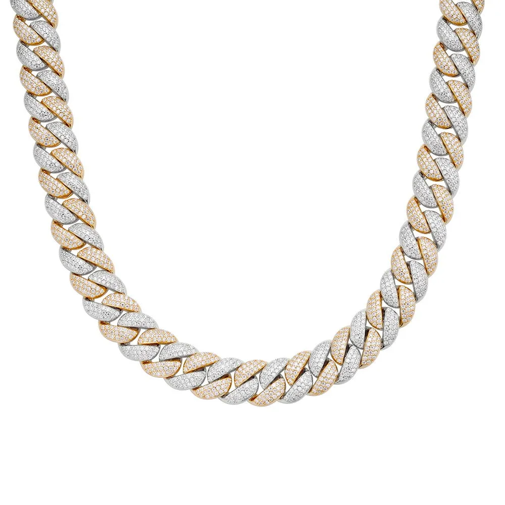 π 925 Silver Moissanite Diamond 12mm Two Tone Gold 22 Inch Cuban Necklace (100% off) sold by Master Of Bling