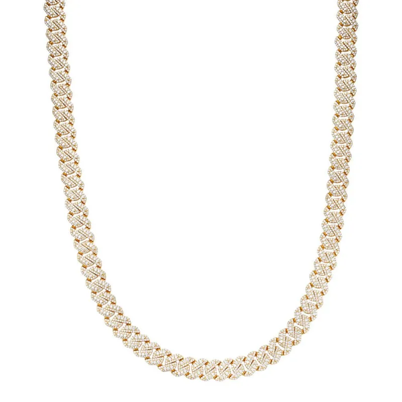 🎁 925 Silver Moissanite Cuban 10mm 22 Inch Gold Tone Necklace Icy (100% off) sold by Master Of Bling