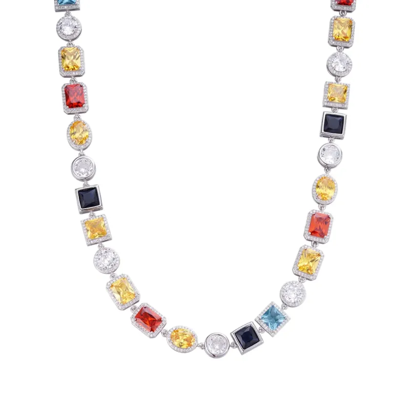Color Gemstone Necklace Moissanite Sterling Silver sold by Master Of Bling