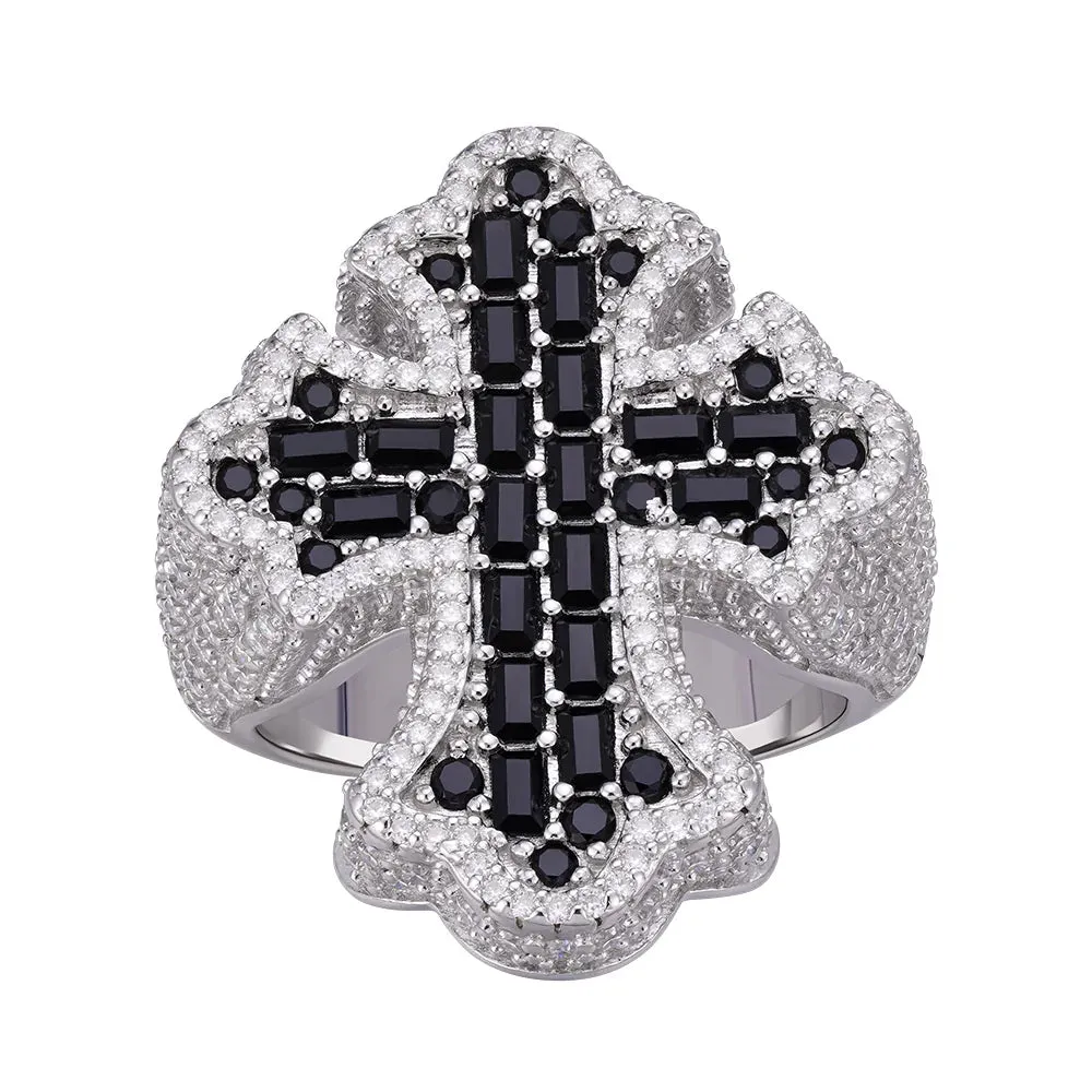 Black Cross Ring Moissanite Mens 925 Silver Hip Hop sold by Master Of Bling product image thumbnail 2