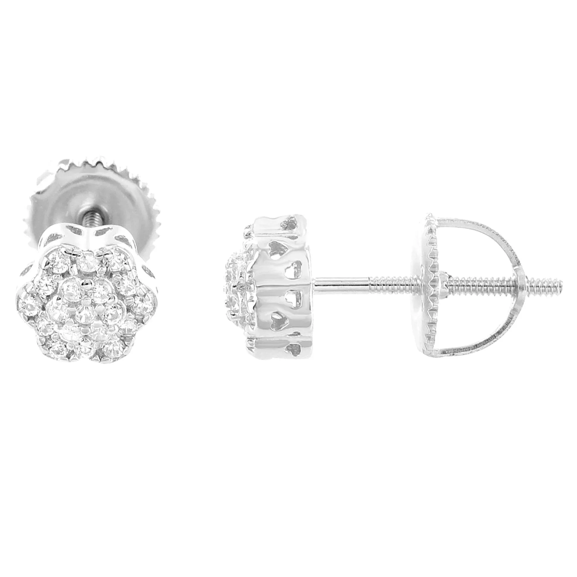 Moissanite Earrings 925 Silver Cluster Screw Back sold by Master Of Bling