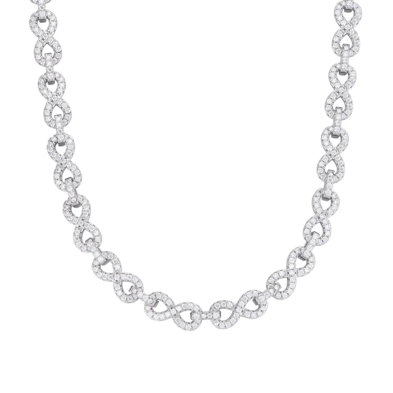 Infinity Link Moissanite 8mm Necklace 925 Chain sold by Master Of Bling