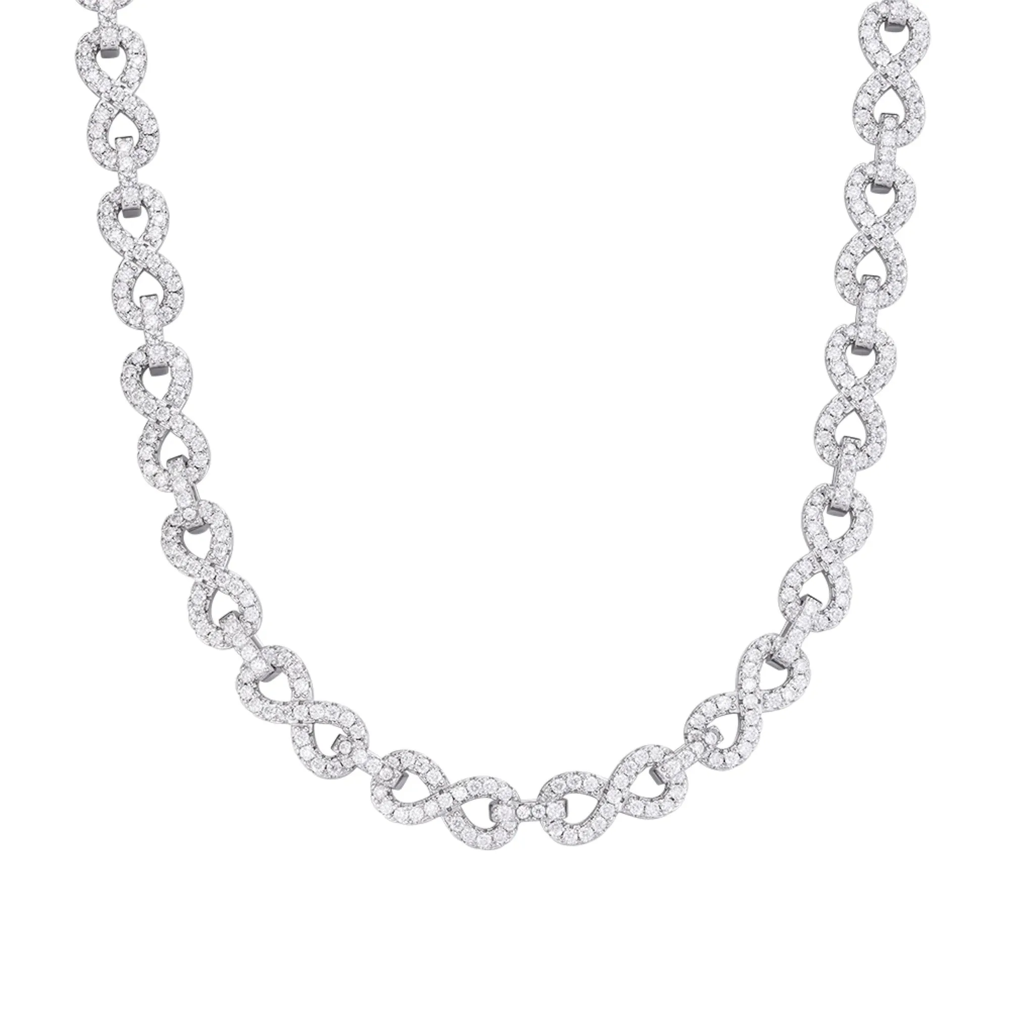 Infinity Link Moissanite 8mm Necklace 925 Chain sold by Master Of Bling