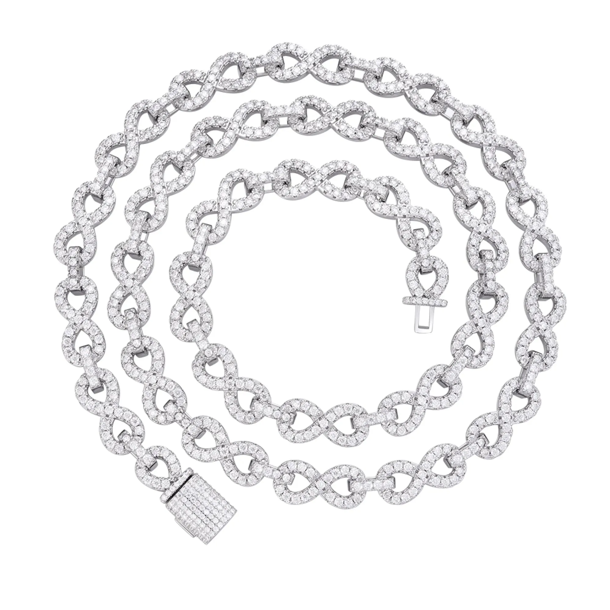 Infinity Link Moissanite 8mm Necklace 925 Chain sold by Master Of Bling product image thumbnail 2