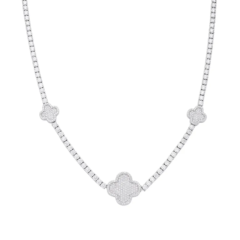 Moissanite Tennis Clover Necklace Womens 925 sold by Master Of Bling