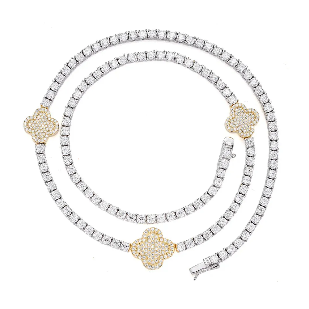 Tennis Clover Necklace Moissanite Womens 925 18" sold by Master Of Bling product image thumbnail 2